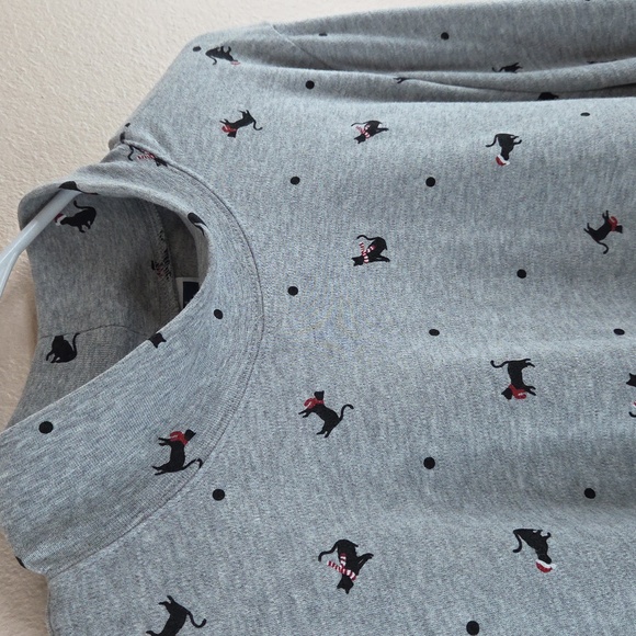 Karen Scott Tops - Karen Scott Christmas Cat Mock Turtle Neck Gray XL Soft.